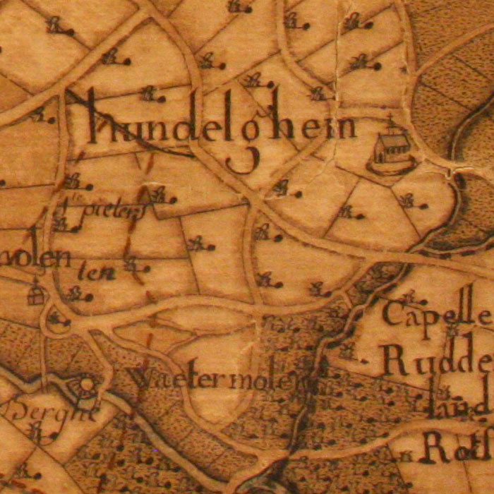J. Leclerc's Map of the Land of Aalst (1784), a copy of Jacques Horenbout's map from 1612 (detail)