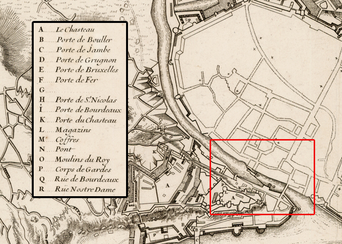 Map of the Town and Castle of Namur - Plan de la Ville et Chasteau De Namur (Hubert Jaillot, 1695) (detail)